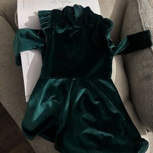 Ivy City Co Velvet Green Kids Dress